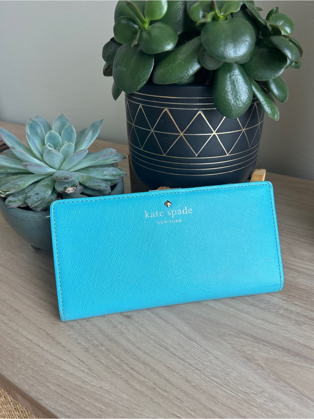 kate spade Bright Turquoise Saffiano Continental Wallet